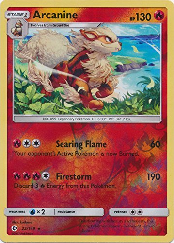 Pokemon - Arcanine - 22/149 - Holo Rare - Reverse Holo - Pokemon Sun & Moon