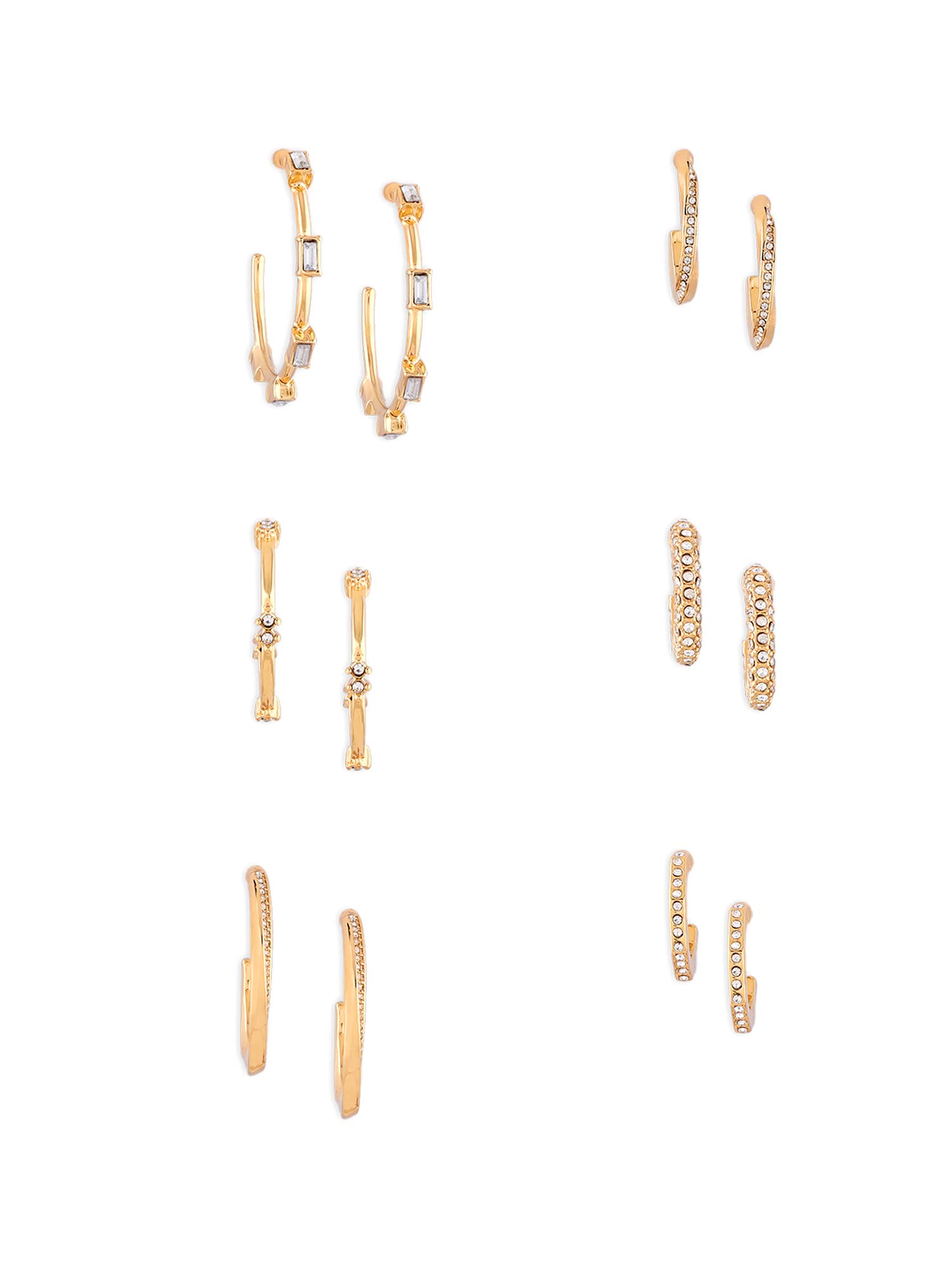 Zaveri Pearls Set of 6 Gold Tone Dazzling Diamonds Contemporary Classy Hoop Earrings For Women-ZPFK13734 (B0B2LV9N8T) Amazon Price History, Amazon Price Tracker