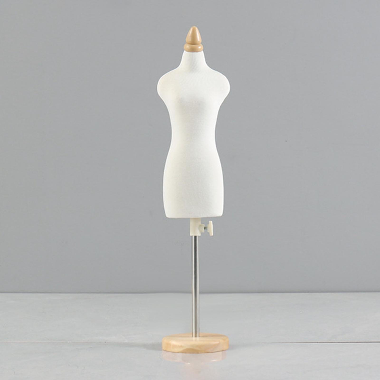 Puppenkleid Ständer Schneiderpuppe Mini Dress Form Torso Ständer mit Sockel für Puppenkleidung für Puppenhaus DIY Projekte Kinder Modeentwürfe Musterg, 33 cm runder Sockel