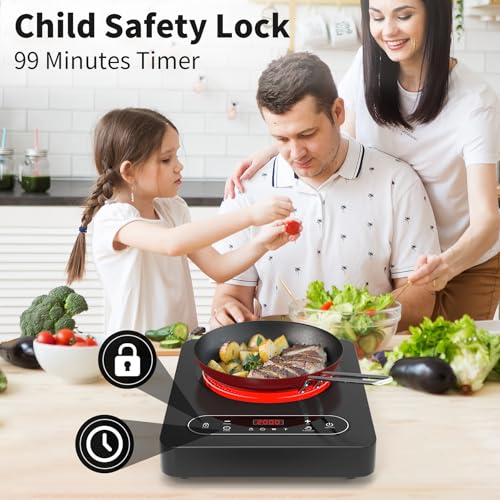 VBGK Double Electric Hob 3520W, Double Ceramic Hob, 220V Built-in and Countertop Stove Top, Child Lock, Touch Control, 9 Power Levels - Image 8