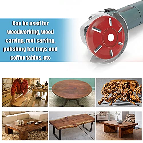 Foto von Sechs Zähne Power Holzschnitzscheibe Scheibenfräser, Weytoll 90 mm Lochwinkelschleifer Scheibenfräser, 6 Zähne Wood Carving Disc, für 16mm Blende Winkelschleifer, Winkelschleifer Holzschnitzscheibe