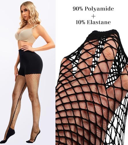 QWD Black Fishnet Tights For Women High Waist Tummy Control Shapewear Leggings Fishnet Pantyhose3