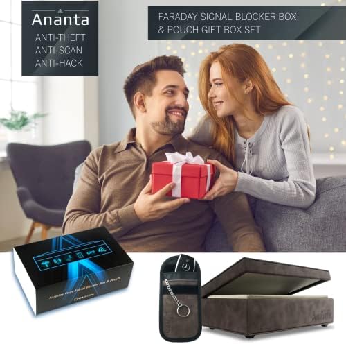 Ananta Faraday Box for Car Keys  Car Key Signal Blocker Box & Pouch Anti-Theft Security, Best for RFID Key Box & Signal Blocking of Keyless Entry  Large, Brown