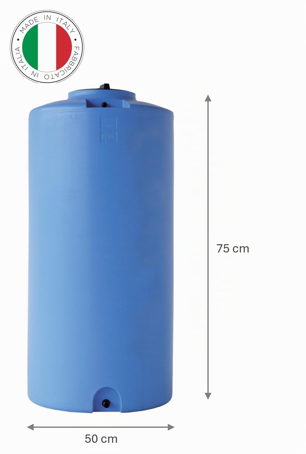 Depósito de Polietileno para Agua, cilíndrico Vertical, Mod. 120 litros, Fabricado en Italia