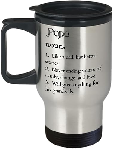 Popo Definition Coffee Travel Mug, Funny Grandparent Gifts Ideas Best Birthday Present, Christmas Cup from Grandson Daughter