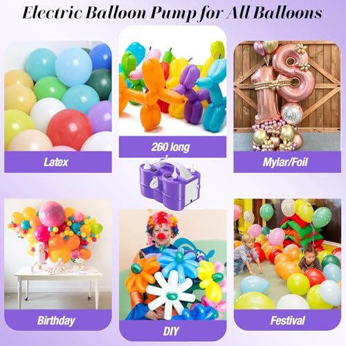 Image of Togvu Electric Balloon Pump, 3-in-1 Portable Air Pump for Inflatables and Balloons, Dual Nozzle Balloon Blower Machine for Latex 260q Foil Balloons 110V Inflator Deflator for Pool Floats Air Mattress
