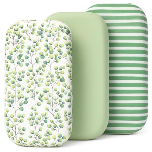 Image of 3-Pack Organic Fitted Bassinet Sheets, Compatible with Halo, Snoo, Graco, Dream On Me, Delta, and Other Standard Size Bassinets - Fits Oval, Hourglass, & Rectangle Shapes (Size 32 x 16 x 4 Inches)
