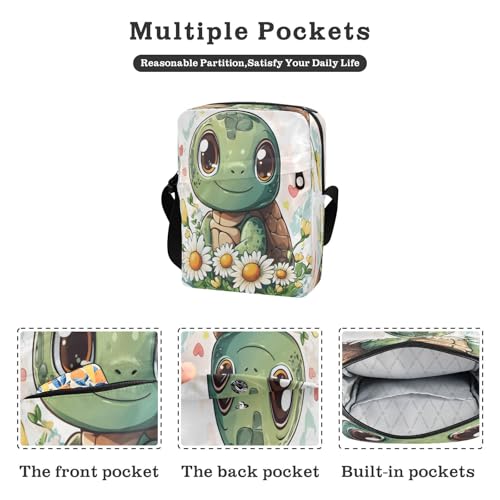 Crossbody Bag Cute Sea Turtles Daisy Messenger Bag for Women Men Purse Shoulder Bag Satchel Bag with Adjustable Strap 214B89102