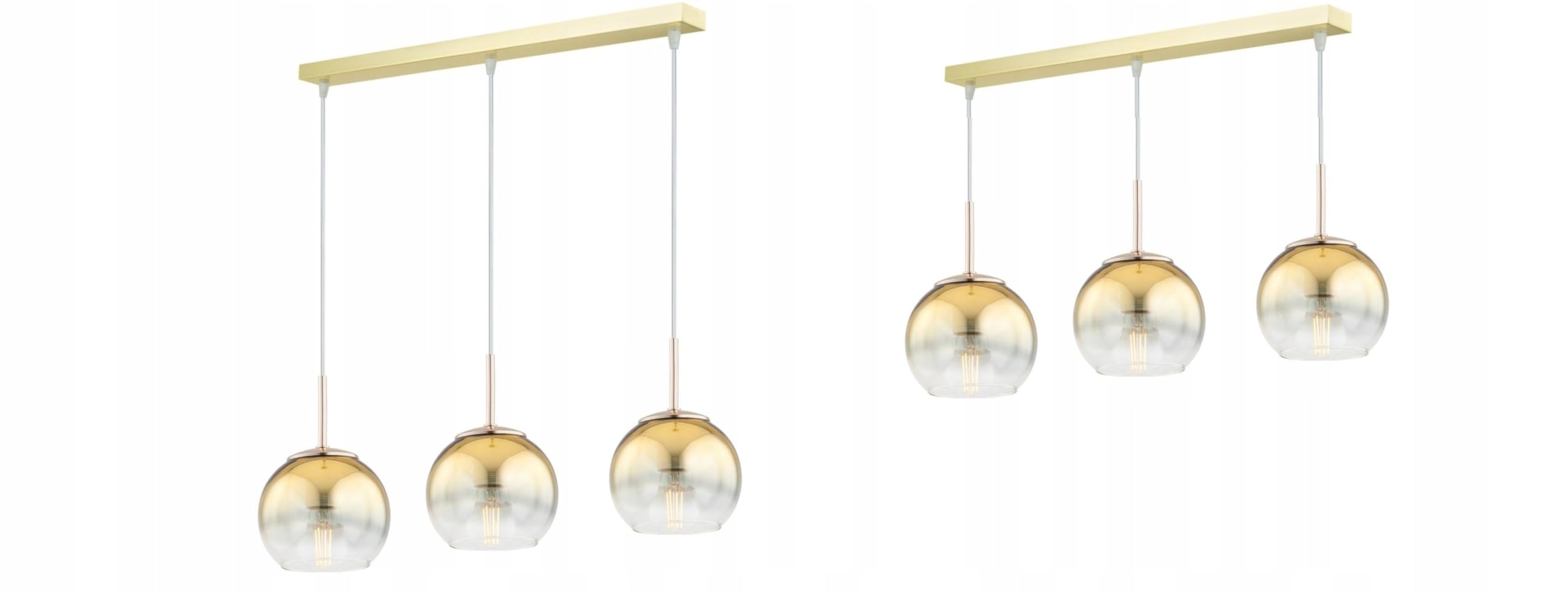 Licht-Erlebnisse Pendelleuchte 3-flammig Metall Glas Gold Esstisch Wohnzimmer Küche Modern E27 gemütlich elegant L:60 cm Hängelampe Esszimmer