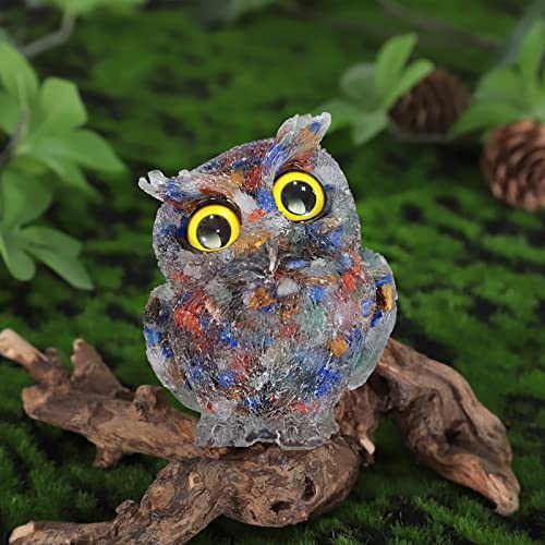 KYEYGWO Colourful Cute Crystal Owl Figure Ornaments Decorative Resin Bird Statues for Home Office Table Mini Stone Animal Sculpture Talisman Micro Landscape - Image 4