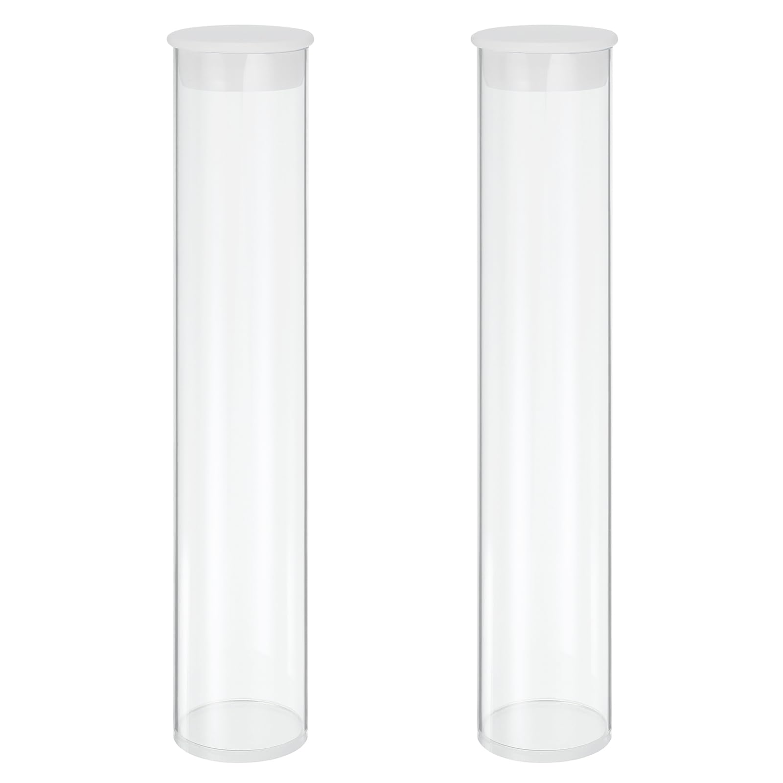 MECCANIXITY Transparent Plastic Storage Tubes, 1 9/16" x 8"(40x200mm) Polycarbonate Clear Rigid Round Storage Tubing with Black Lid, 2 Set