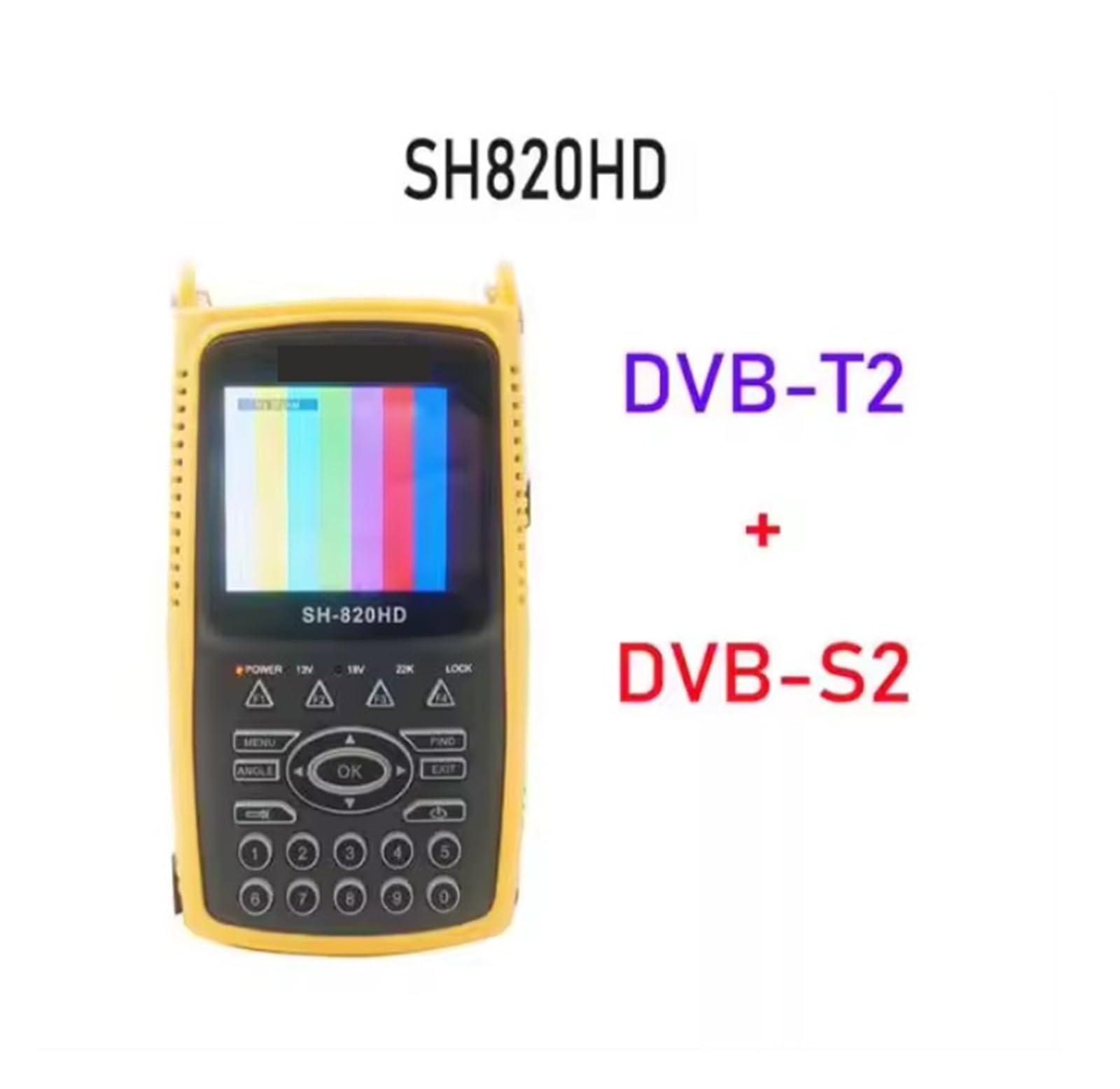 Localizador de satélite con Pantalla LCD TFT de 3,5 Pulgadas, SH-820HD, DVB-T2, DVB-2, DVB-C, probador CCTV Borrar Pantalla(S2+T2)
