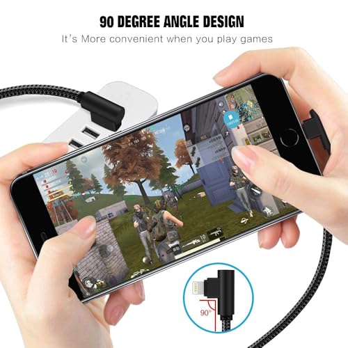 Câble pour iPhone 12 11 Pro Max APFEN chargeur rapide nylon 90 degrés - 4