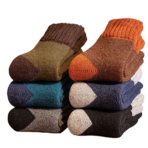 YJWYG Winter Socks Stitching Color Trend Men's Super Thick Solid Loop Warm Socks Wool Socks Cold Snow Socks Large Size
