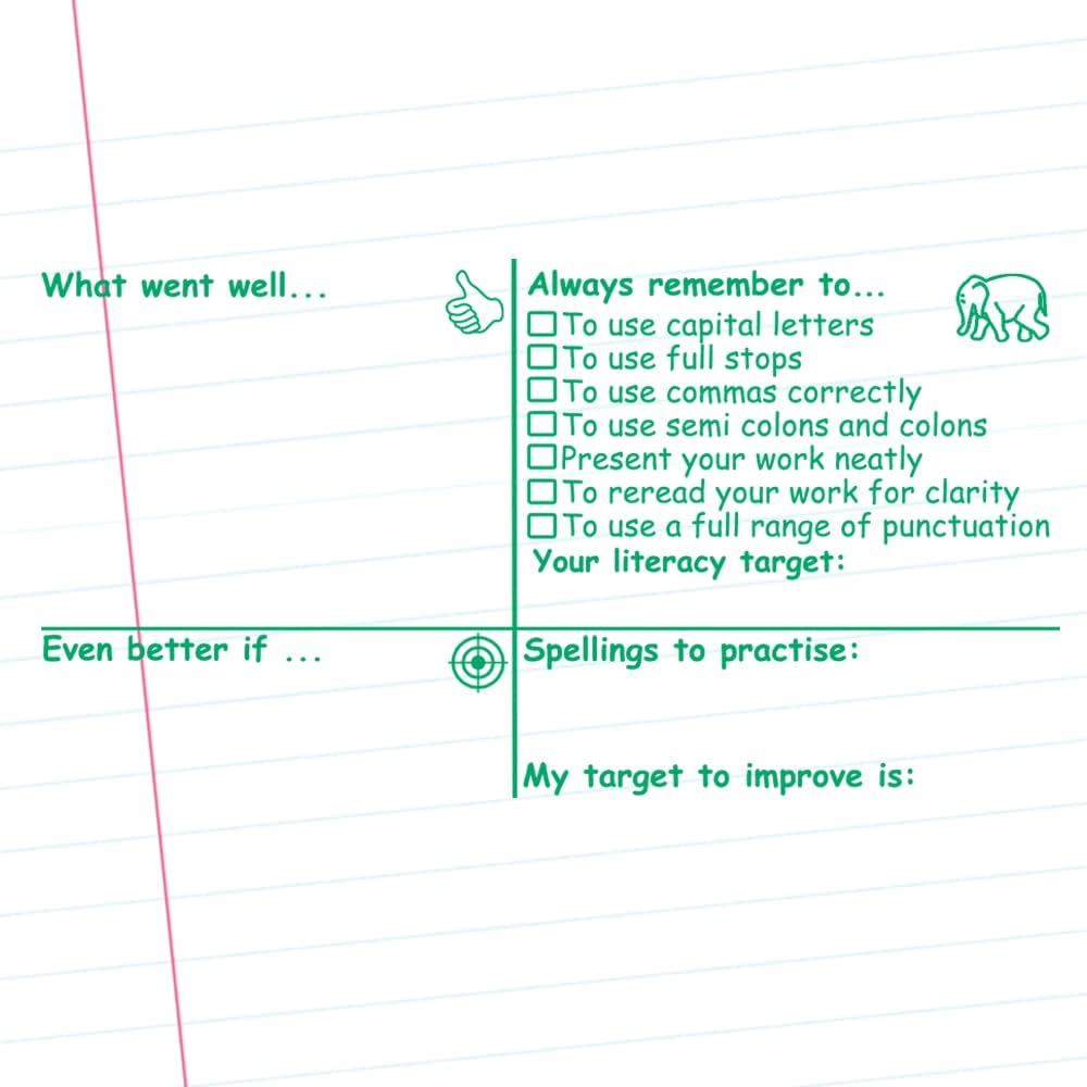 Literacy Target Teacher Stamp - Large Format 6x11cm (Green)