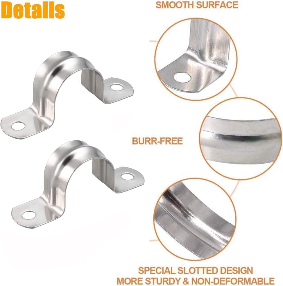 Biaungdo 30 Morsetti Per Tubi In Acciaio Inox 304 - 25mm, A U, Due Fori, Oro - Staffe Per Fissaggio Cavi E Tubazioni