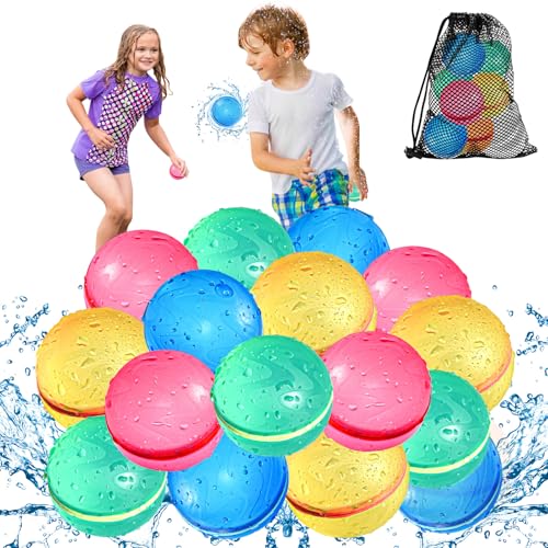 KOKODI Balões de água reutilizáveis com íman, silicone macio enchimento rápido, jogos de água para crianças, brinquedos de piscina e praia, verão ao ar livre para crianças e adultos, 16 unidades