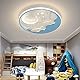 LED Kinder Deckenlampe Stern Mond Deckenleuchte Für Kinder Acryl Lampenschirm Stufenloses Dimmen mit Fernbedienung Ultradünn 6Cm Schlafzimmer Decke Kindergarten Beleuchtung-D50cm,50W,Blau