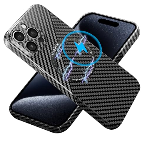 [Ritagli di precisione] Compatibile con iPhone 15 Pro Max custodia carbonio sottile, ritagli precisi per un facile accesso a tutte le porte e le caratteristiche come i pulsanti laterali, fori inferiori o lenti. Compatibile con iPhone 15 Pro Max cover carbonio compatibile con magsafe è adatta sia per gli uomini che per le donne, perfetta come regalo per un amico o per se stessi e per raccogliere i benefici di una custodia sottile ed elegante e un po' di gioia nella vita quotidiana.