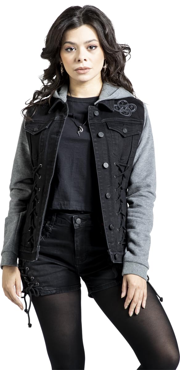 Black Premium by EMP Damen schwarze Jeansjacke mit Kapuze