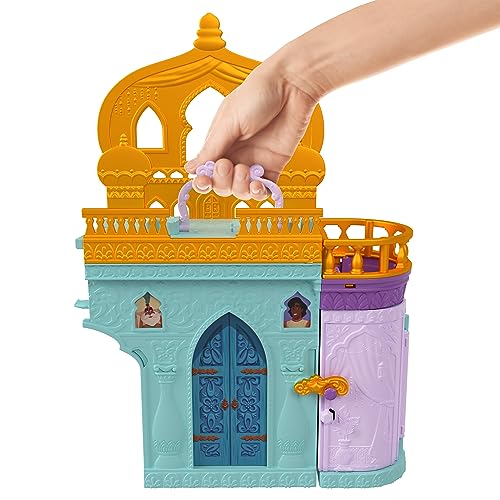 Mattel Princesses Disney Le Château de Jasmine Coffret Histoires à Empiler, maison de poupée avec mini-poupée, 2 amis et 7 éléments de jeu, jouets à emporter...