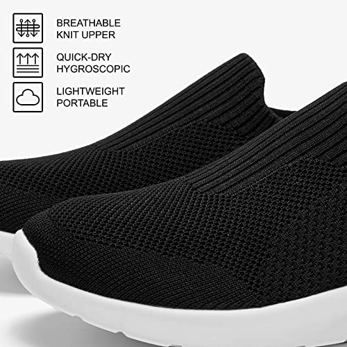 Aleader Women'S Slip On Comfort Walking Shoes, Lightweight Stretch Knit Sneakers Breathable Athletic Tennis Black 8 M Us thumb #6