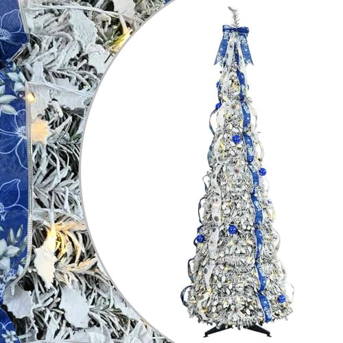 Árbol de Navidad artificial 210 cm con luces LED integradas verde lujoso 3