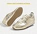 LUCKY STEP Women's Fashion Sneakers Low Profile Trending Lightweight Comfortable Casual Walking Workout Retro Athletic Low Top Tennis Shoes(Gold,8 B(M) US)