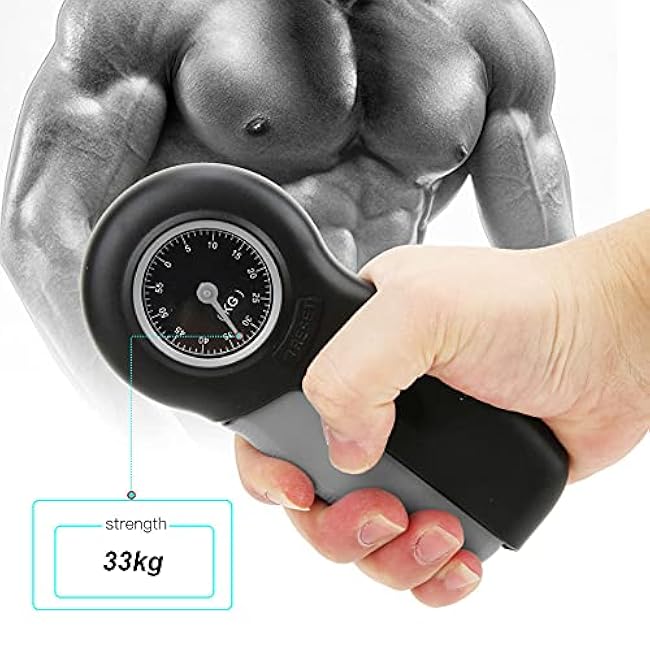 Hand Dynamometer, Mechanical Grip Strength Tester Measurement Meter, Hand Grip for Grip Strength Measurer(Black Grey)