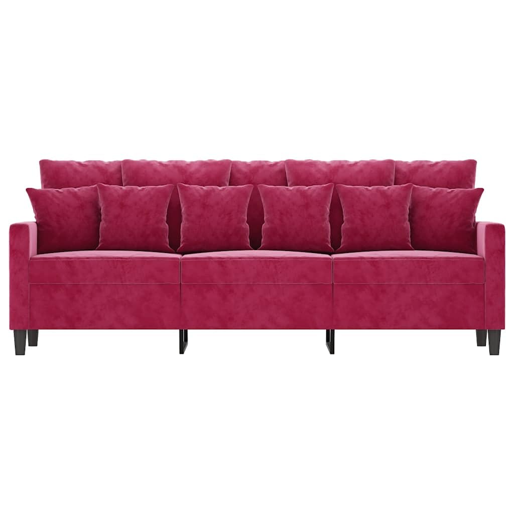 vidaXL Divano a 3 Posti Rosso Vino 180 cm in Velluto