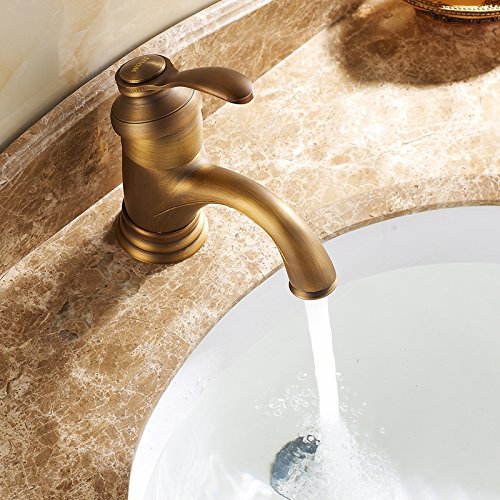 Robinet antique en cuivre mitigeur idéal pour vasque rétro chic - 2
