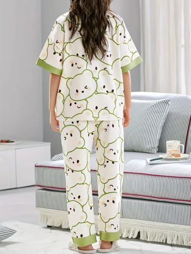 Image of Louis Luxe Womens Korean Night Dress || Full Pyjama Set || Korean Nightsuit || Women Nightwear ||Round Neck Full Sleeve Nightsuit || Loungewear || Everyday Nightdress (ND-02)