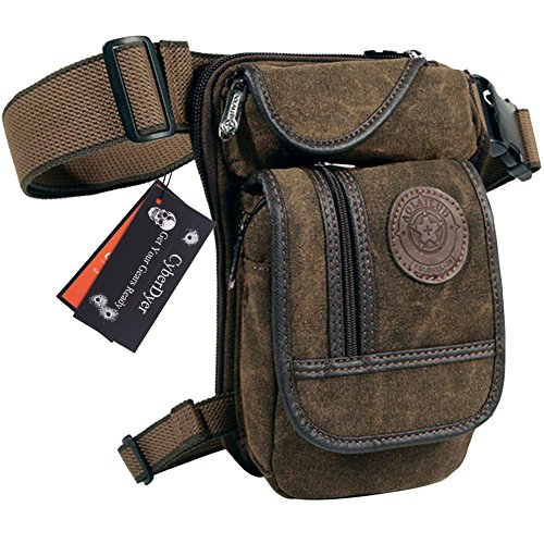 CyberDyer Sac Banane en Toile, Style Tactique et Militaire, Multi-poches pour Randonnée, Camping, Activités de Plein Air, marron Cover