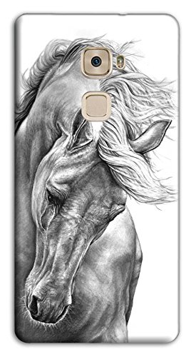 Mixroom – Coque Étui Case en TPU Silicone Souple pour Huawei Ascend Mate s M597 Cheval Blanc et Noir