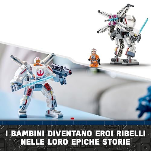 Star Wars Mech X-Wing di Luke Skywalker, Veicolo Robot Giocattolo Simile all'Astronave, Set di Giochi d'Avventura per Bambini e Bambine da 6 Anni in su, Piccolo Regalo da Collezione 75390 - Lego - Immagine 6