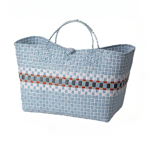 Xozilo ラタン調 取っ手付き 収納バスケット XL 大容量 軽量 耐久 家族向け ピクニック・ショッピング・洗面所/キッチン整理・車内収納に最適 おしゃれ (M,a)