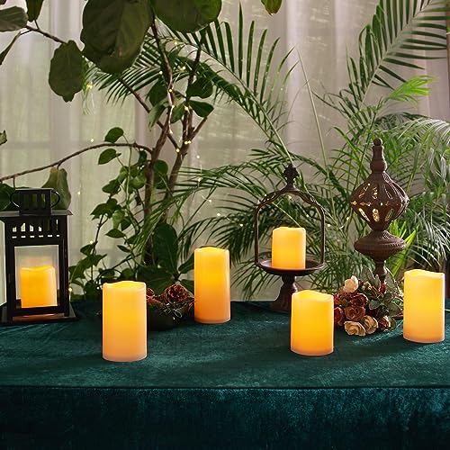 Image of Homemory 9 Pack Flameless Candles, Outdoor Waterproof, Battery Operated LED Pillar Candles with Remote Control and Timer, Plastic, Long Lasting