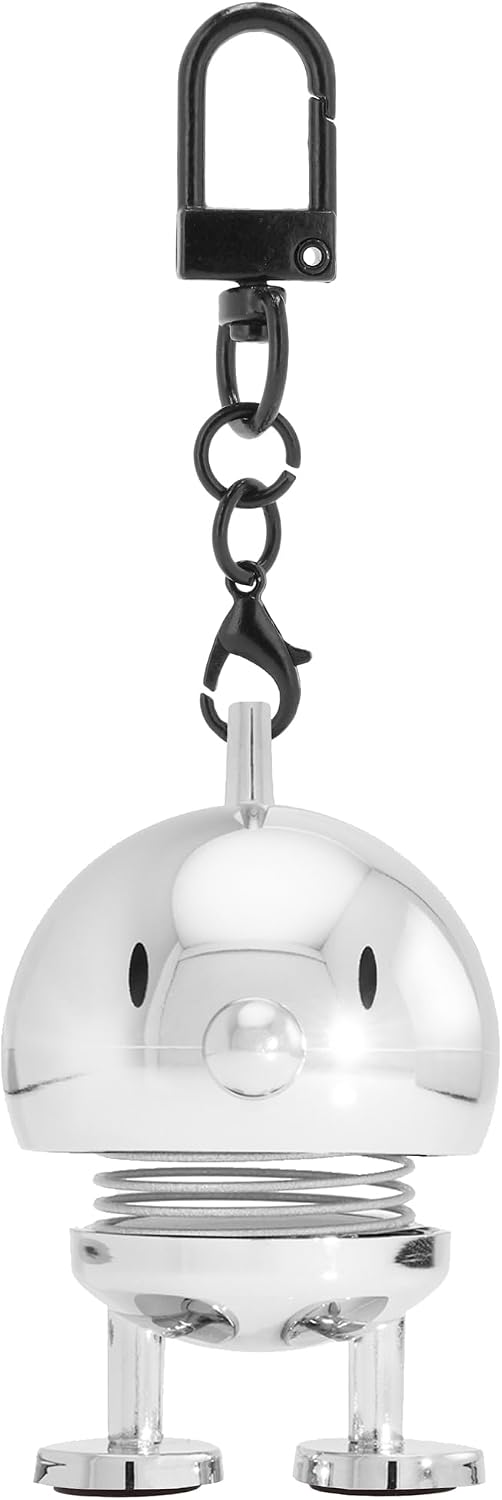 Hoptimist Bag Charm Chrome Keychain Accessory, Scandinavian Modern Style, 2.6 in Long