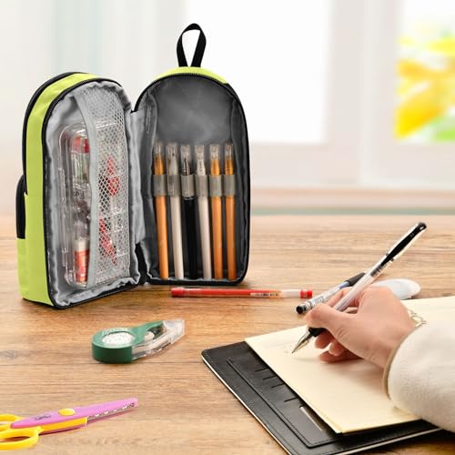 Image of ZAZYXTJ Softball Standing Large Capacity Pencil Case 3 Compartment Pen Pouch Storage Canvas Makeup Bag for School Office Teen Girl Boy Men Women