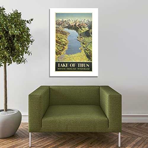 Affiche lac de Thun Suisse cadeau idéal grand format avec cadre