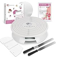 Wenburg Facile da Usare Piatto girevole per torte - Set Decorazioni Torte - Palette Angolari, Raschietto da Pasticceria, Base per Torte, e-book - Qualit&agrave; Affidabile (Piatti per Torte Set Chef)