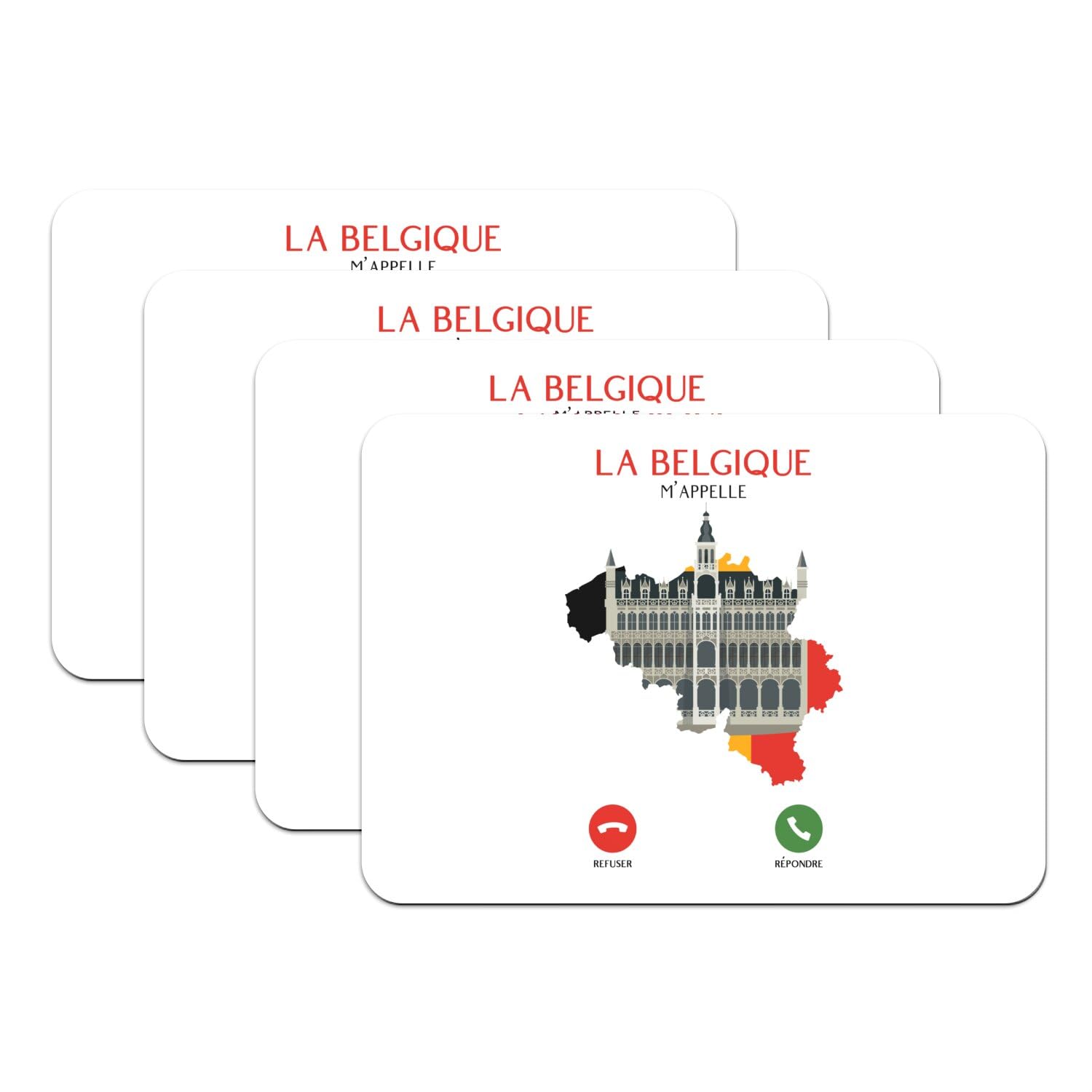 Lot de 4 sets de table souvenir de Belgique grand format idée cadeau culture