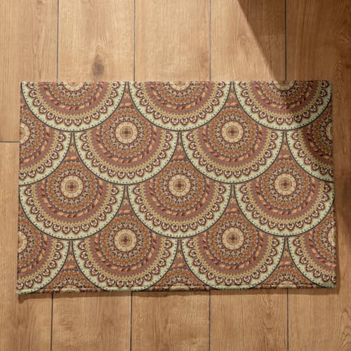 EHOMERY Alfombra Atrapapolvo Felpudo de Entrada Fino Mandala Alfombra Antideslizante para Interior de Ducha Alfombrilla Cocina Suelo Antideslizante 40x60cm,