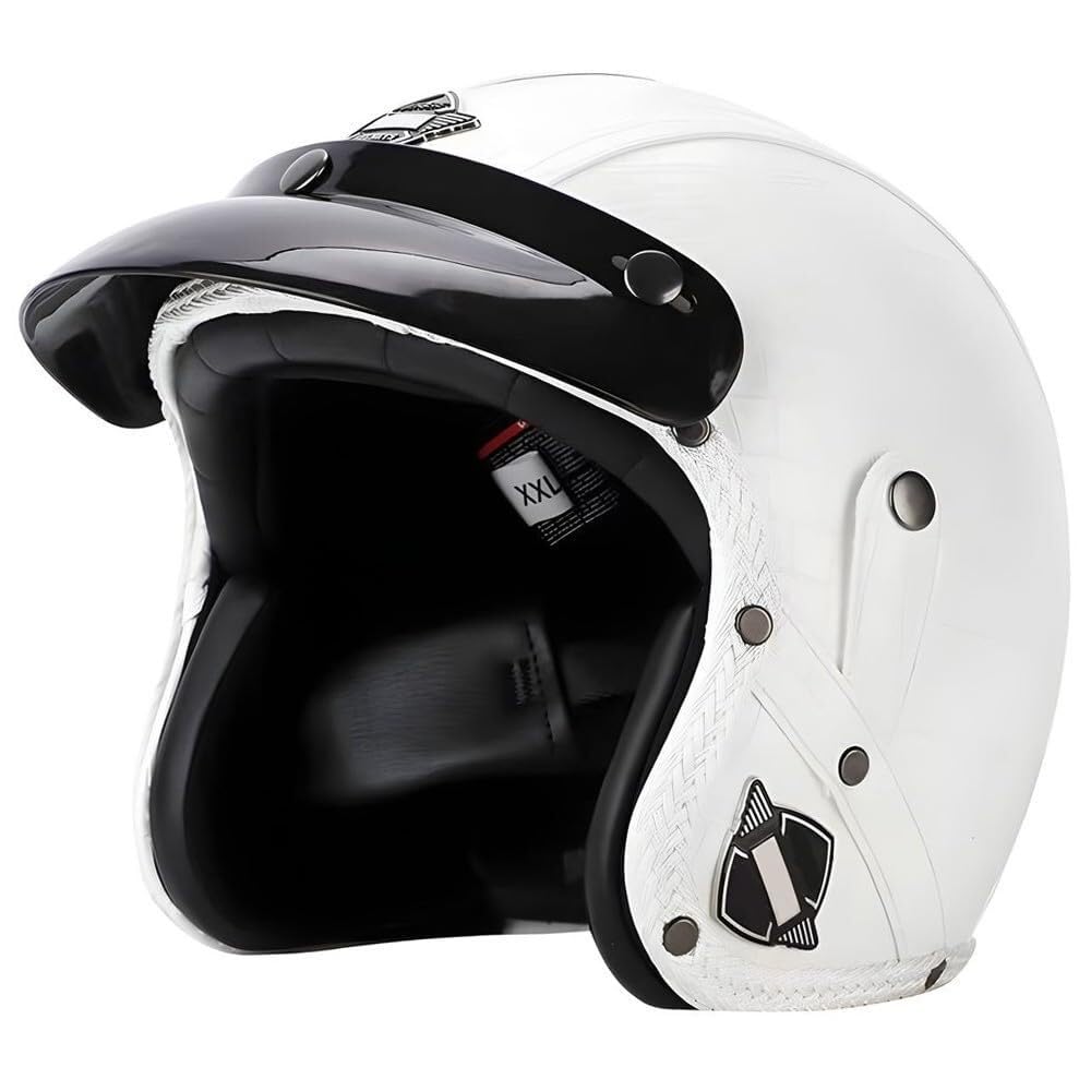 Casque moto rétro cuir vintage scooter racing demi-casque jet homme femme