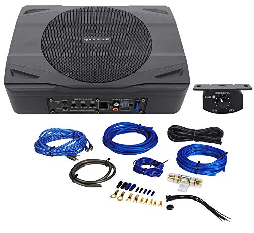 Rockville SS8P 400 Watt Slim Under-Seat Powered Car/Truck Subwoofer Sub+Amp Kit