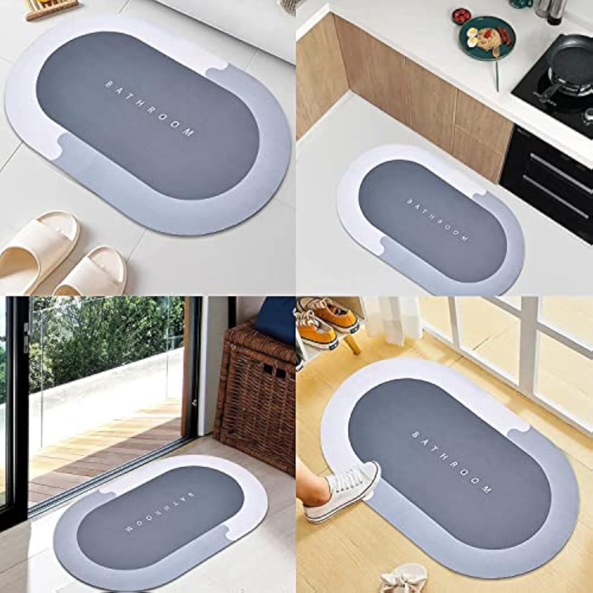 Water Absorbing Bathroom Floor Mat, Rectangular Shape