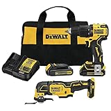 DEWALT 20V MAX Hammer Drill and Oscillating Tool, Power Tool Combo Kit, Cordless, 1/2 inch, 2 Batteries and Charger Included (DCK224C2)