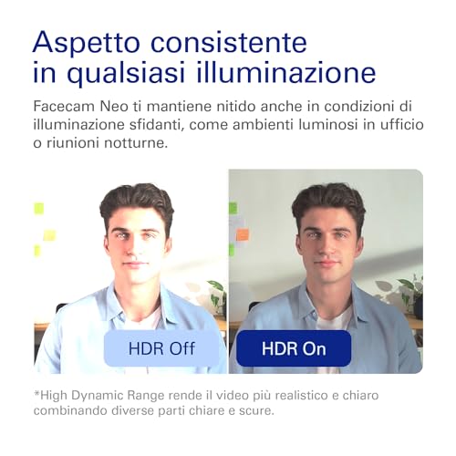 Facecam Neo – Webcam Full HD con copriobiettivo scorrevole, correzione della luce, per videochiamate, streaming, Teams/Zoom/Slack/OBS/Twitch/Youtube e altro – USB-C/Plug & Play su PC/Laptop/Mac - Webcam - Immagine 4