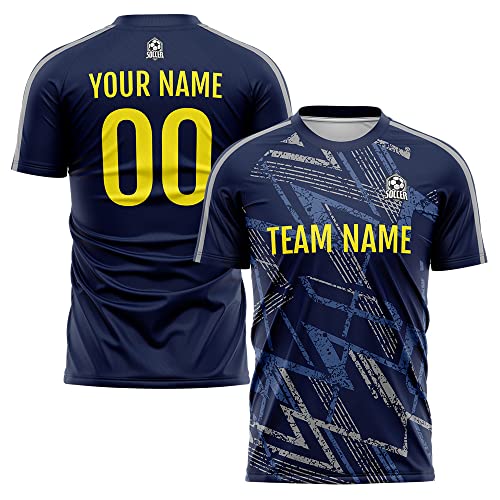 Custom Soccer Jersey Kids Adults Personalized Soccer T-Shirts with Team Name Number Logo (Style 6-Navy)