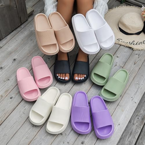 Cloud Slippers for Women Men Pillow Slippers Soft Comfort Non Slip Quick Drying Shower Shoes Slides Bathroom Sandals Lightweight Cushioned Thick Sole2